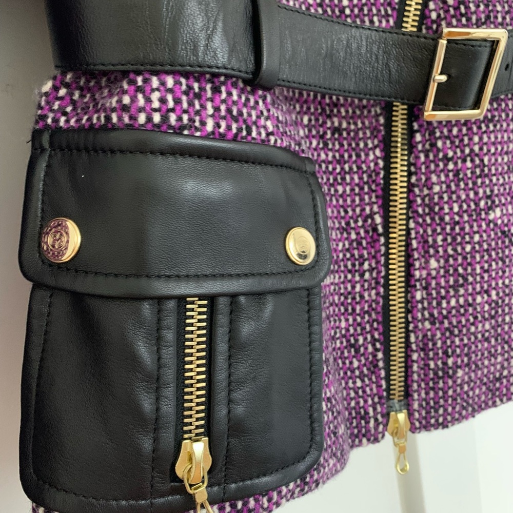 Escada wool and leather purple jacket - Picture 4 of 7